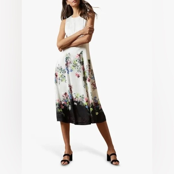 Ted Baker Floral Midi Dress - White and Black - Picture 16 of 16